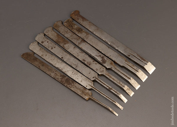 Very Rare Set of 7 Plow Plane Irons by SCHAEFER & COBB - 111061