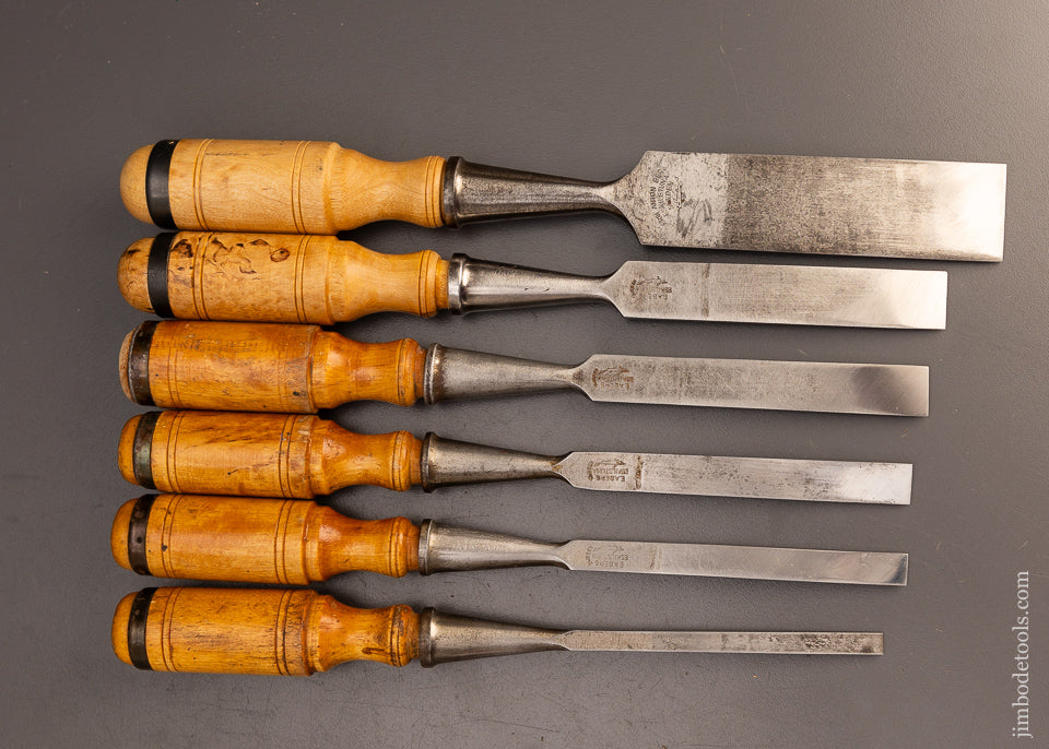 Fine Set of 6 E.A. BERG ESKILSTUNA Socket Bench Chisels - 111204