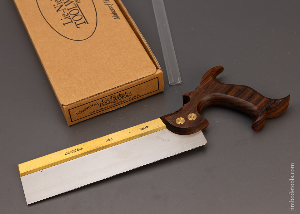 LIE NIELSEN INDEPENDENCE Brass Back Dovetail Saw Mint in Box with Rosewood Handle - 111222