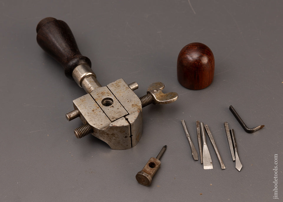 MILLERS FALLS Rosewood Handled Hand Vise with 8 Bits - 111257