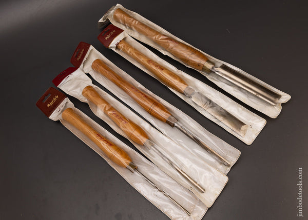 5 New Old Stock Large ROBERT SORBY Turning Tools Bowl & Spindle Gouges & a Skew Chisel - 112278