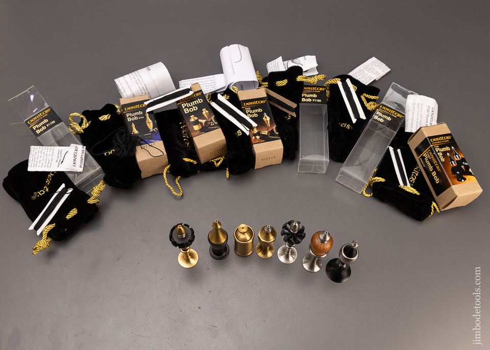 Beautiful Comprehensive Set of 7 LEE VALLEY VERITAS Plumb Bobs Mint in Boxes - 111289