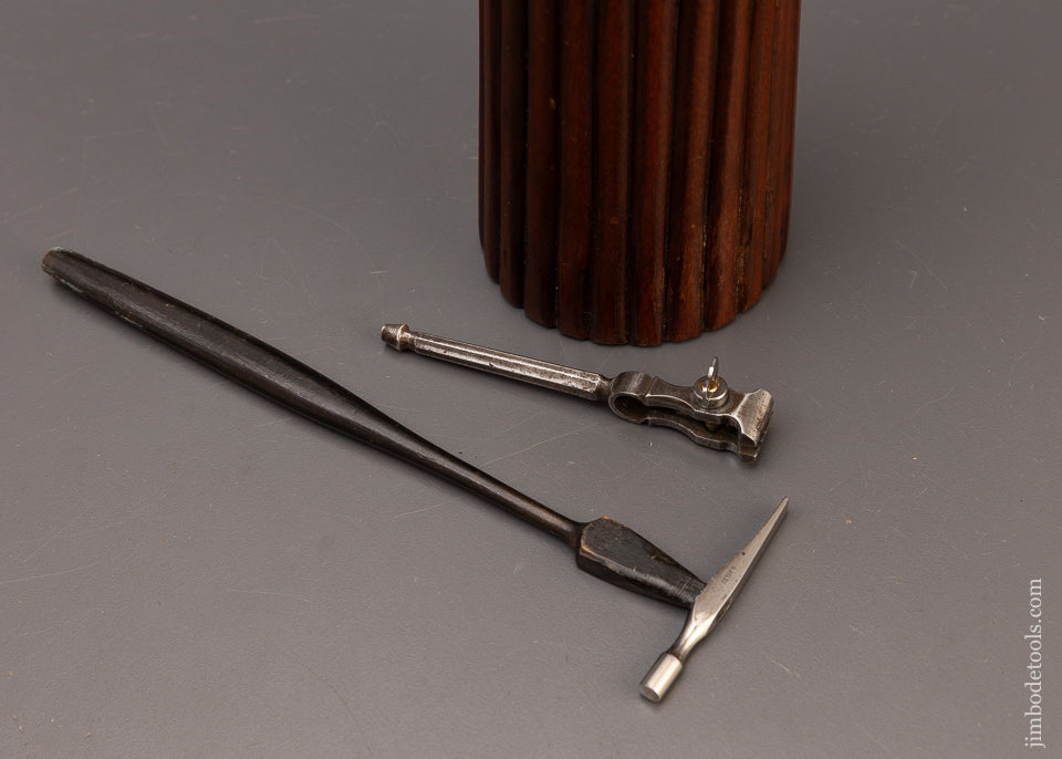 Watchmaker’s Anvil, Vise & Hammer All Mounted on Fancy Fluted Stump - 111303