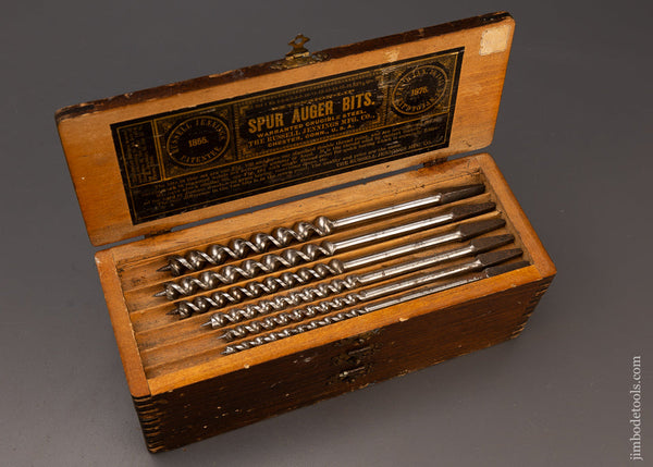 Complete Matched Set of MADE IN USA RUSSELL JENNINGS Auger Bits Near Mint in Original 3 Tier Wooden Box - 111333