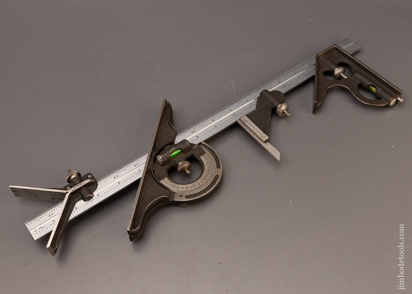 Near Mint 18 Inch Combination Square Set with Height Gauge BROWN & SHARPE - 111387