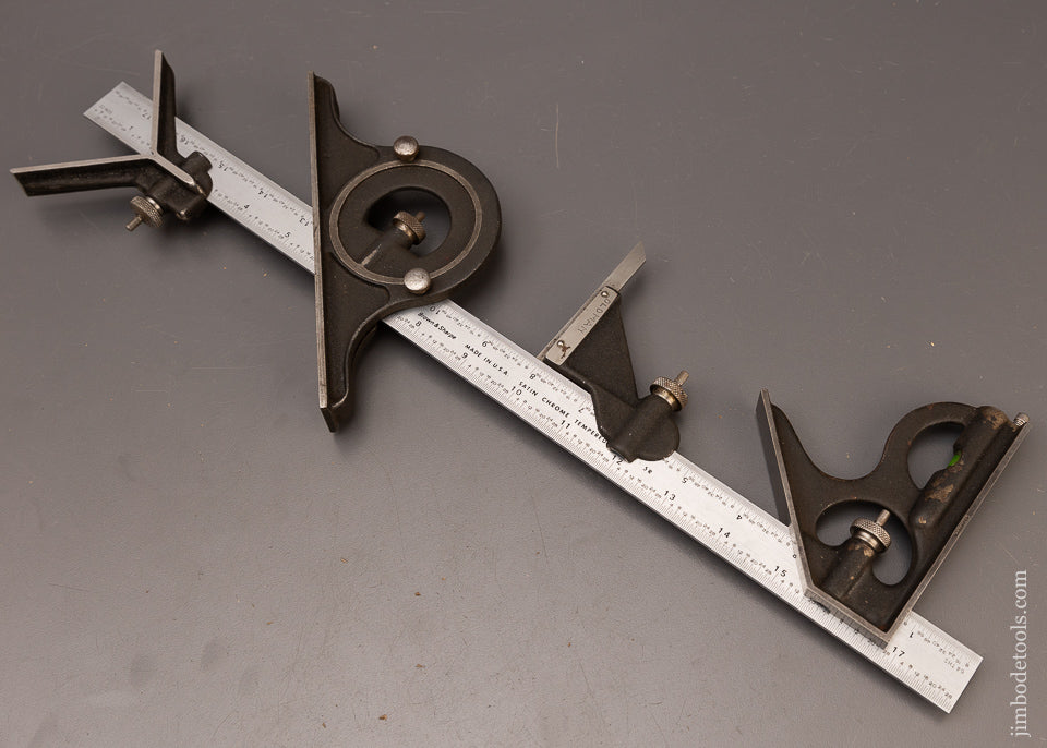 Near Mint 18 Inch Combination Square Set with Height Gauge BROWN & SHARPE - 111387