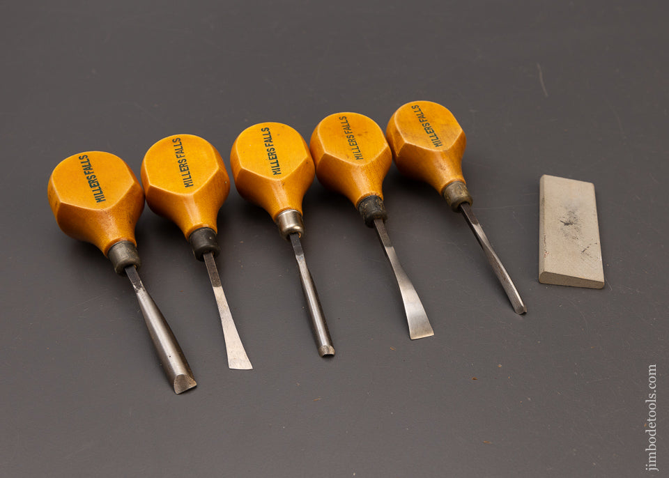 MILLERS FALLS No. 107 Carving Tool Set Mint in Box with Stone - 111404