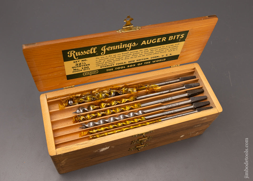 Complete Set of 13 RUSSELL JENNINGS Auger Bits in Original Three Tiered Box - 111443