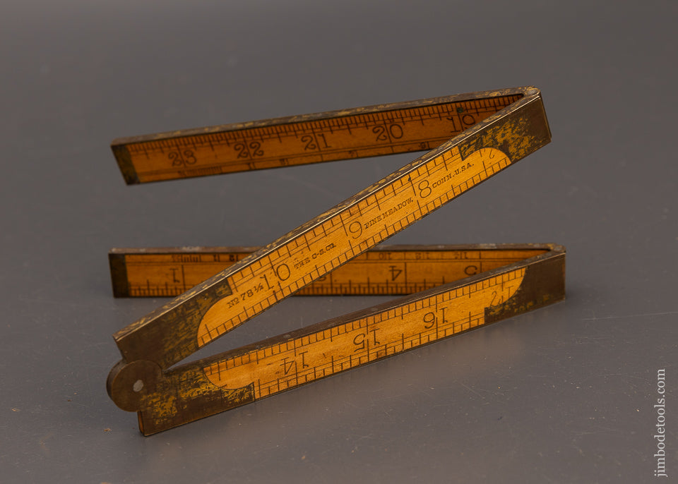 Near Mint! No. 78 1/2 Boxwood & Brass 2 Foot 2 Fold Double Arch Full Bound Rule THE CS. CO. - 111523
