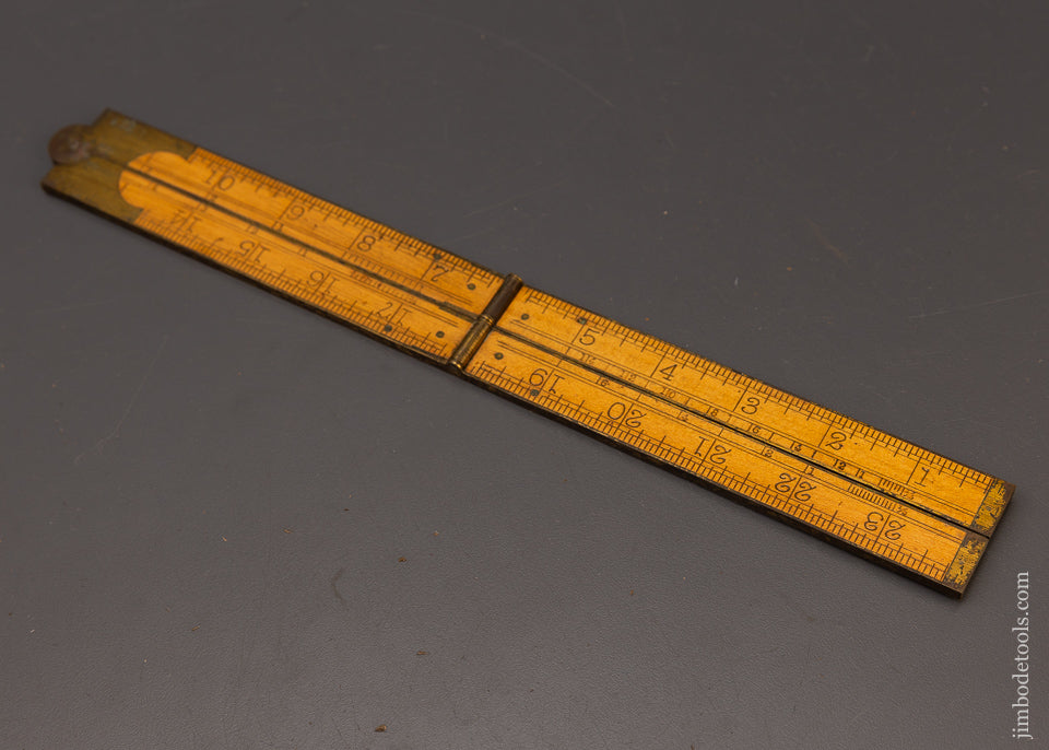 Near Mint! No. 78 1/2 Boxwood & Brass 2 Foot 2 Fold Double Arch Full Bound Rule THE CS. CO. - 111523