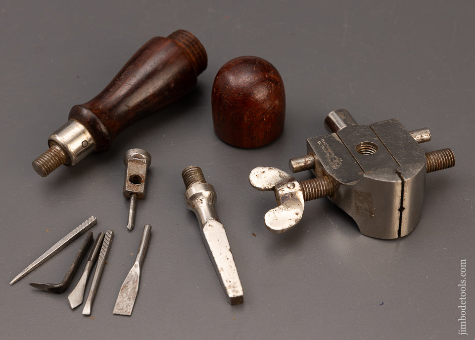 MILLERS FALLS Rosewood Hand Vise & Tool Handle with 6 Bits Extra Fine - 111565