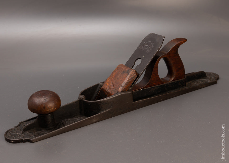Rare Floral Casting & Waffle Sole MORRIS PATENT Jointer Plane - 111604