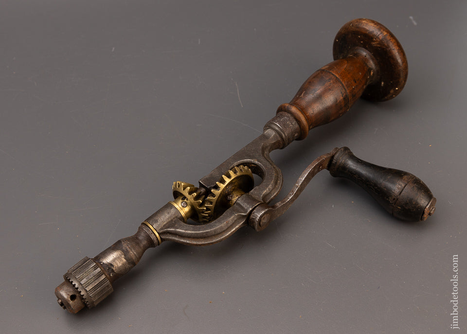 Lovely Early Iron Frame Drill with Brass Gears & 3 Jaw Chuck - 111615
