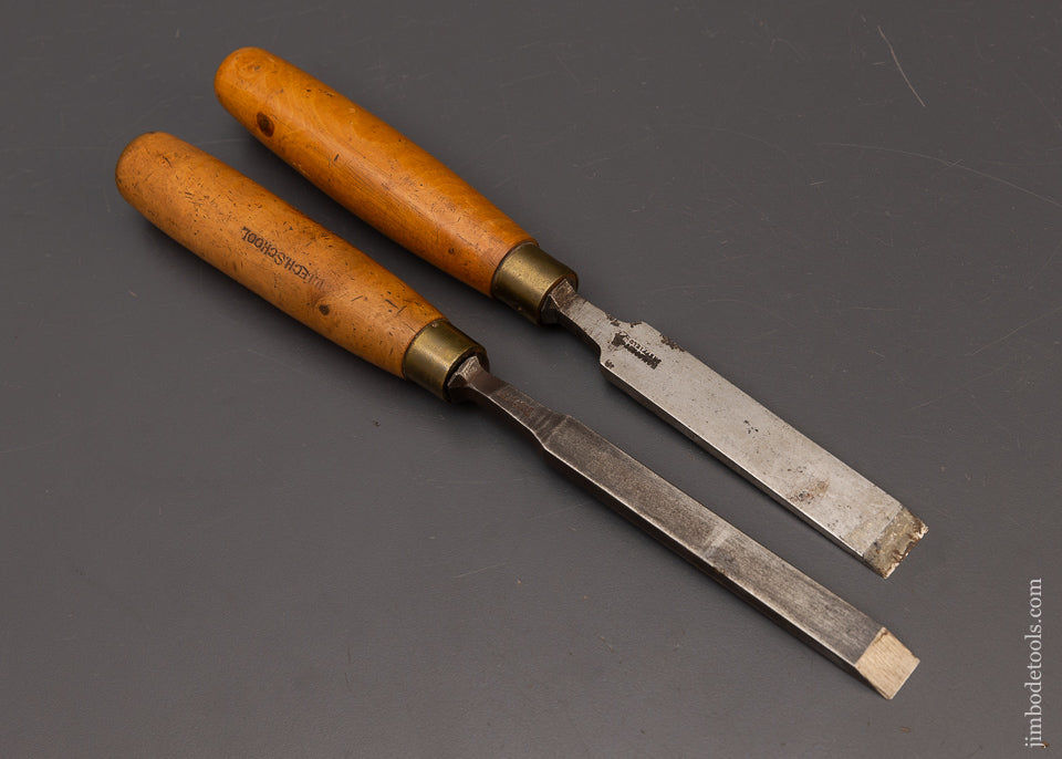 2 Good Boxwood Handle Tang Firmer Chisels by SORBY & One Other - 111738