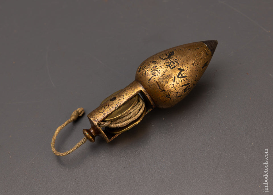 Marked STANLEY No. 2 Brass Plumb Bob with Reel - 111751