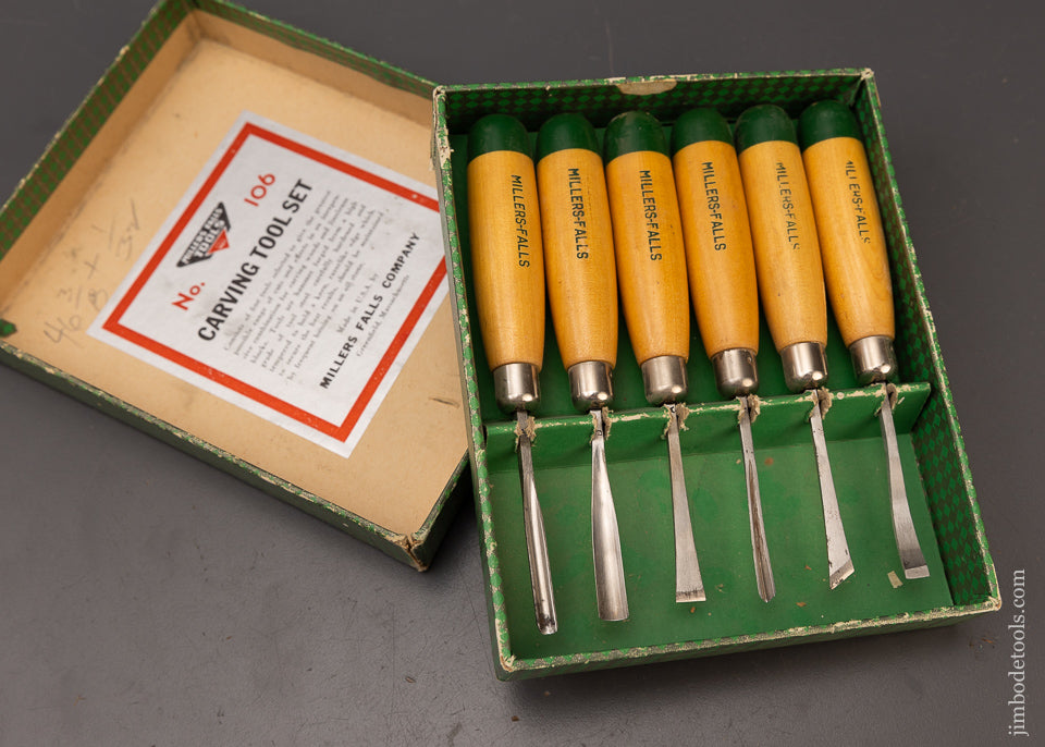 MILLERS FALLS No. 016 Carving Tool Set in Box - 111790