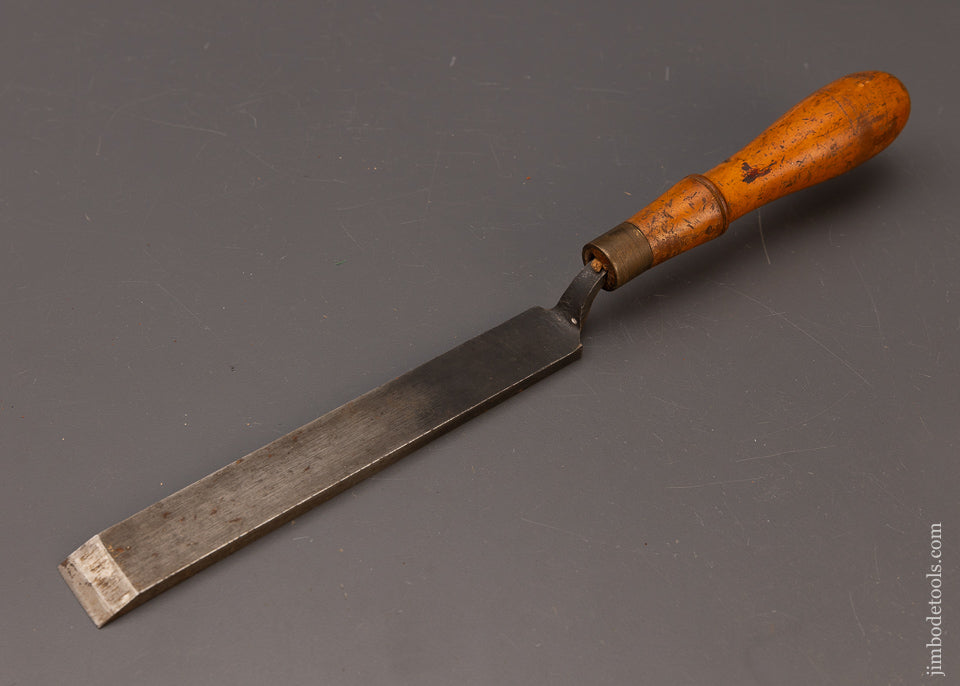 Long, Thin Boxwood Handled Paring Chisel 1 Inch Wide Unmarked - 112085