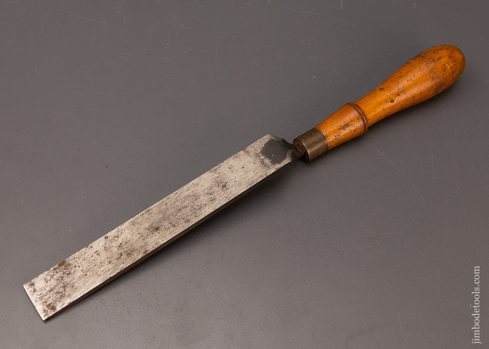 Long, Thin Boxwood Handled Paring Chisel 1 Inch Wide Unmarked - 112085