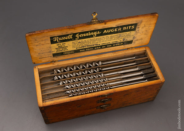Complete & Fine Set of 13 RUSSELL JENNINGS Auger Bits in Original Three Tiered Box - 112102