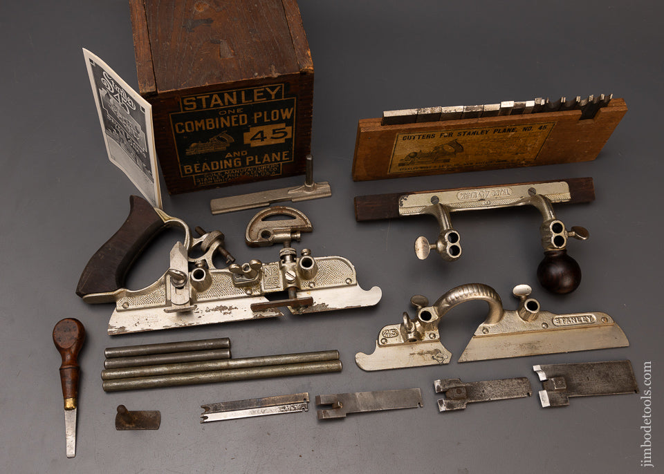 Fine & Complete STANLEY No. 45 Combination Plane in its Original Chestnut Box - 112108