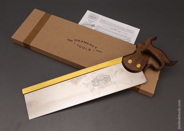 GRAMERCY TOOLS Brass Back 14 Inch Sash Saw Mint in Box Tenon Saw - 112111