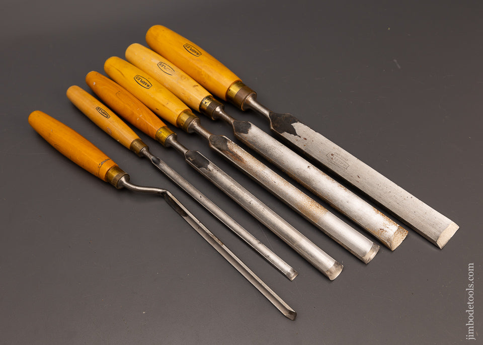 Beautiful Set of 6 Boxwood Handled Pattern Maker’s Paring Gouges - 112138