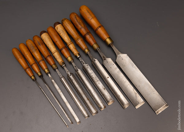 Fine Set of 10 BUCK BROS. Long Pattern Maker’s Paring Gouges - 112150