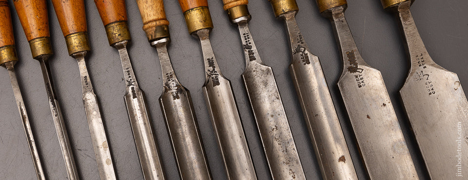 Fine Set of 10 BUCK BROS. Long Pattern Maker’s Paring Gouges - 112150
