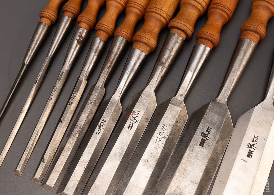 Very Fine Set of 10 BUCK BROS. Bevel Edge Socket Chisels - 112152