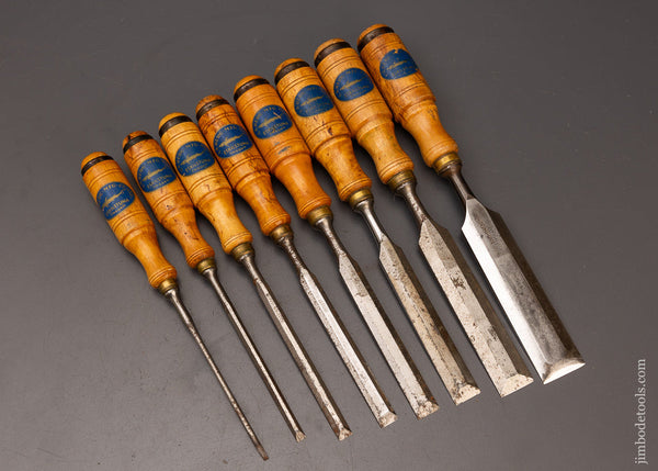 Fine Set of 8 E.A. BERG, ESKILSTUNA Tang Bench Chisels - 112188