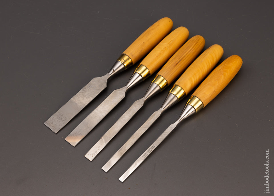 Near Mint Set of Boxwood Handled Bevel Edge Chisels by SORBY - 112210