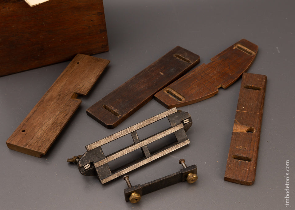 Rare & Fine HOWKINS PATENT PLOW PLANE w/ Cutters, Instructions, Fences & Original Box - 112236