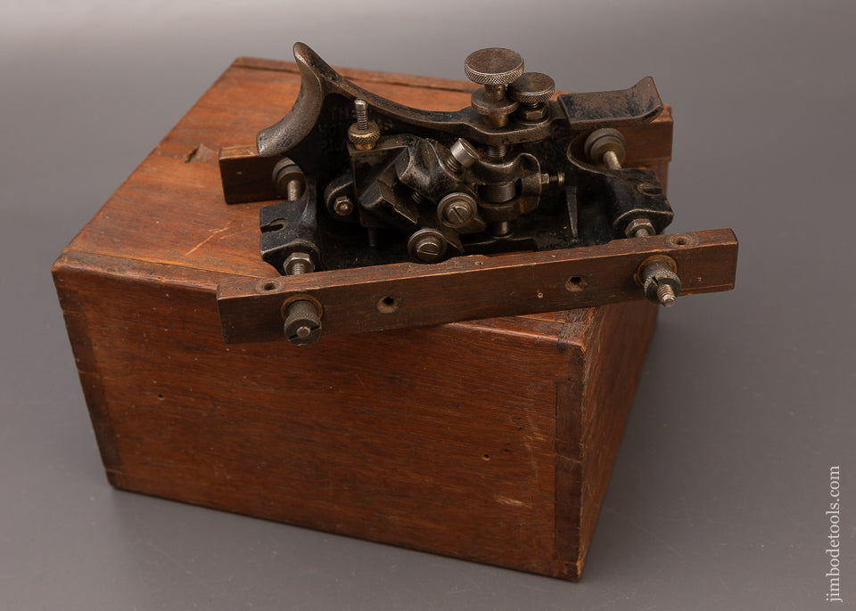 Rare & Fine HOWKINS PATENT PLOW PLANE w/ Cutters, Instructions, Fences & Original Box - 112236