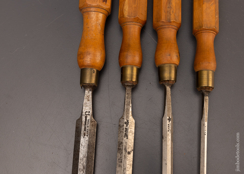 Set of 4 Boxwood Handled Paring Chisels - 112249