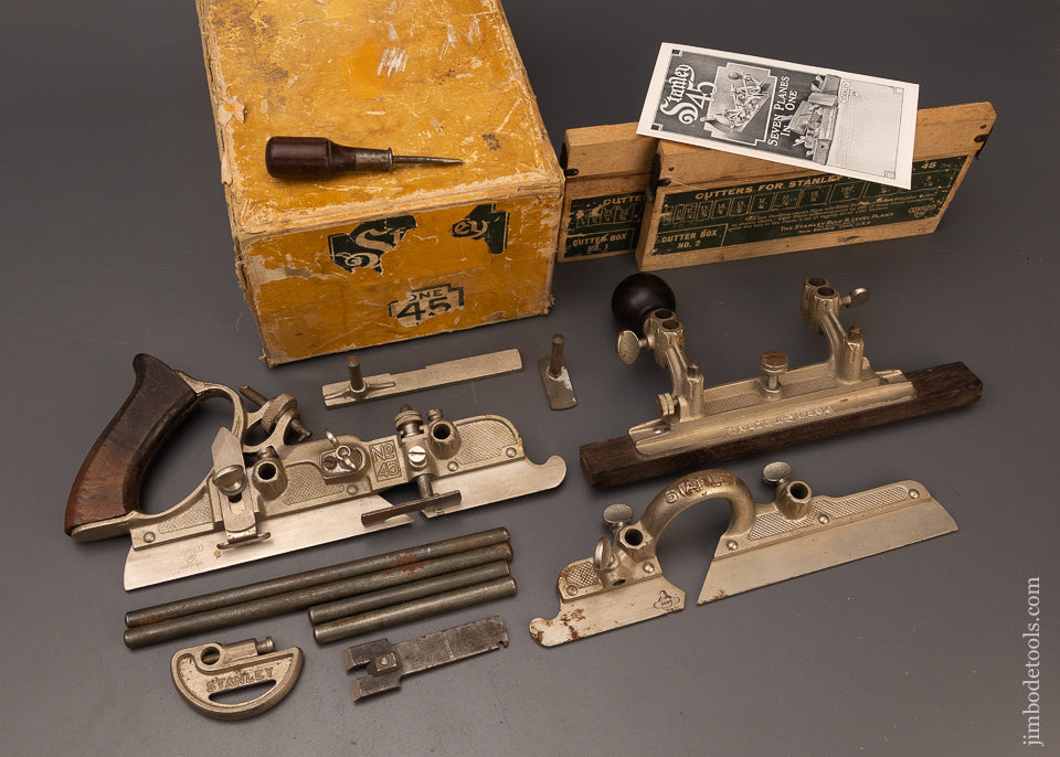 100% Complete & Fine STANLEY No. 45 Combination Plane in Original Box ...