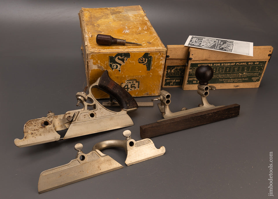 100% Complete & Fine STANLEY No. 45 Combination Plane in Original Box ...