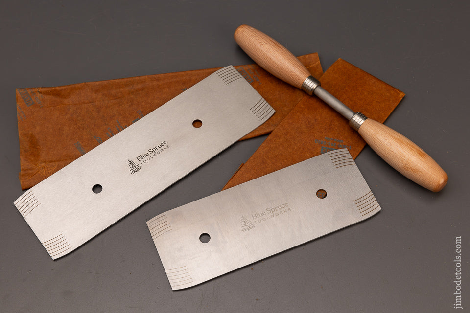 Set of BLUE SPRUCE Card Scrapers with Double Handle Burnisher Mint! - 112269