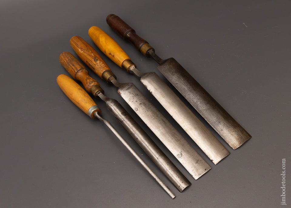 5 Nice MARPLES Crank Neck Paring Gouges - 112272