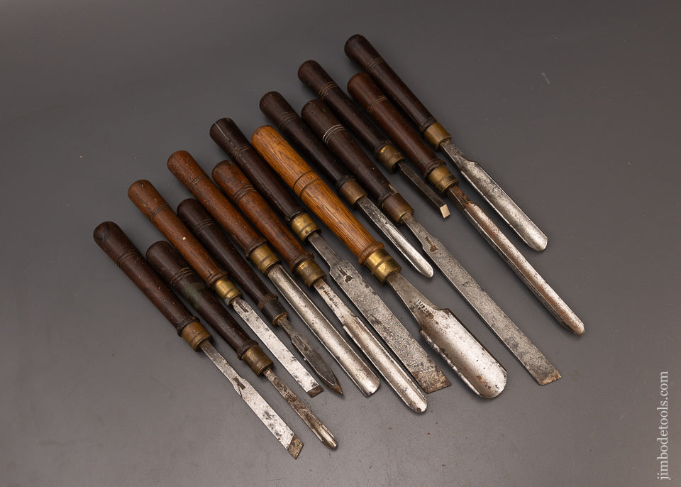 Set of 13 Rosewood Handled Turning Chisels & Gouges - 112274