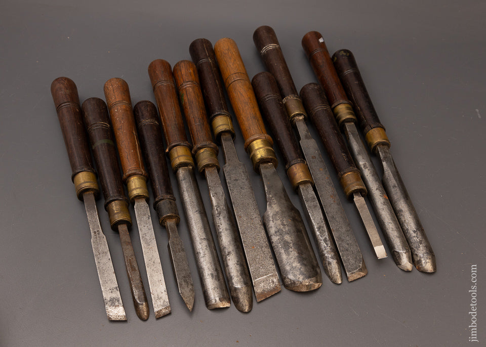 Set of 13 Rosewood Handled Turning Chisels & Gouges - 112274