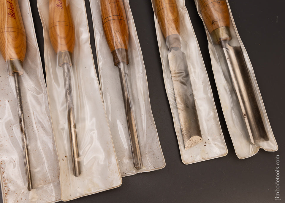 5 New Old Stock Large ROBERT SORBY Turning Tools Bowl & Spindle Gouges & a Skew Chisel - 112278