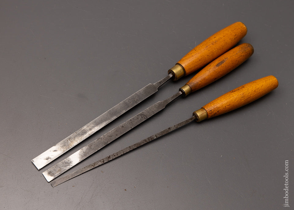 3 Long, Thin English Paring Chisels by H. TAYLOR - 112282