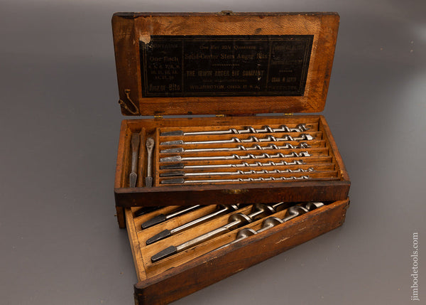 Complete Set of IRWIN Solid Center Stem Auger Bits in Original 2 Tier Box - 112288