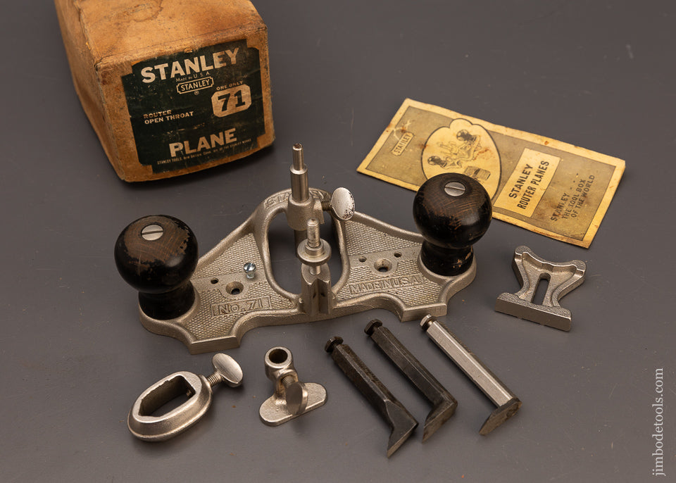 USA STANLEY No. 71 Router Plane Near Mint in Box Unused 100% Complete - 112307