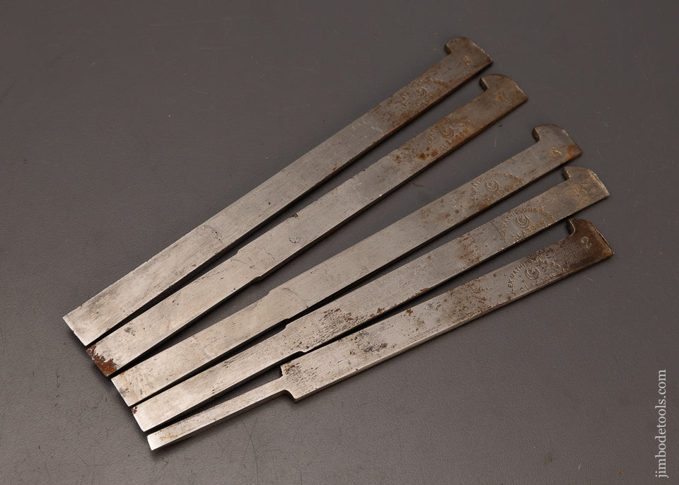 Extra Fine Set of 5 Plow Plane Irons MATHIESON - 112337