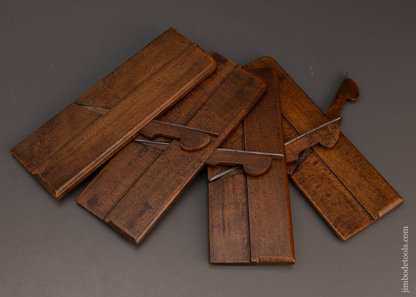 Fine Set of 4 18th Century Hollow & Round Planes No. 1 & No. 3 Pairs b ...
