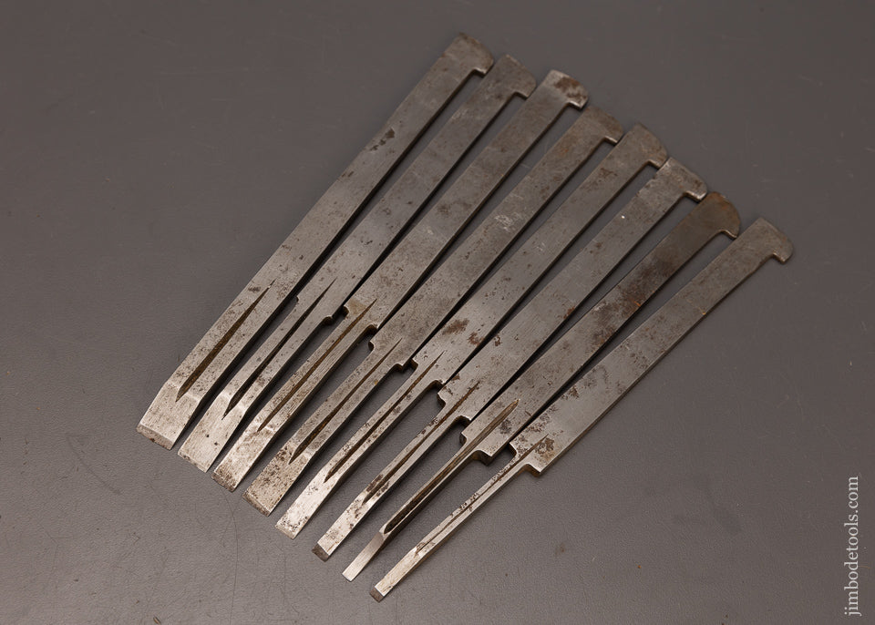 Extra Fine Complete Set of 8 Plow Plane Irons by HEARNSHAW BROS. - 112503