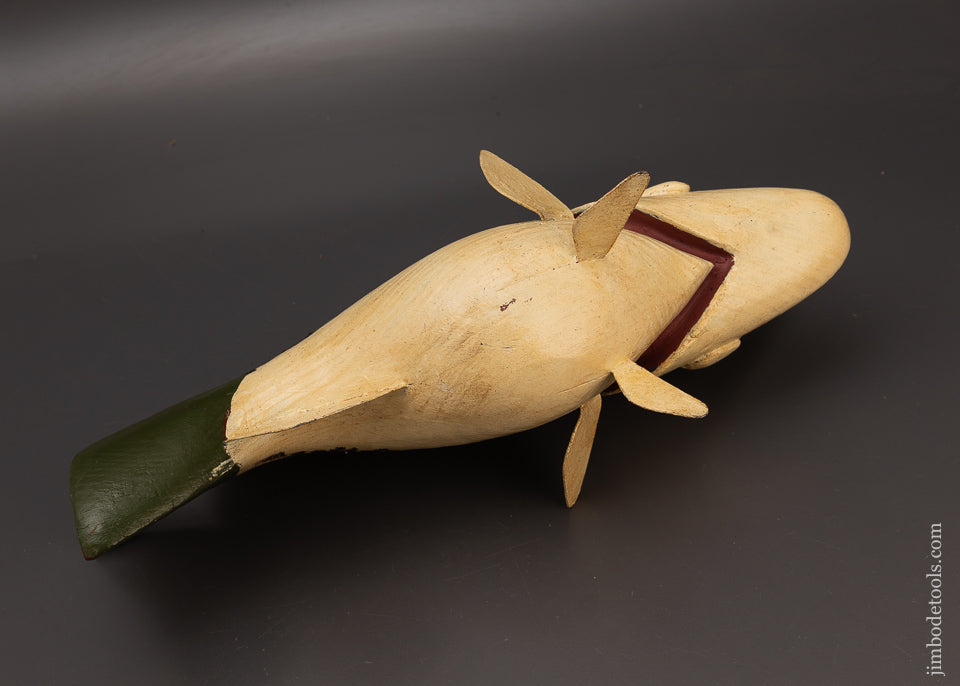 Massive 20 Inch Hand Carved Bass Fish Decoy by Robert Francis - 112604