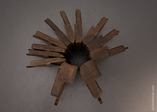 Great Working Set of 12 Hollow & Round Moulding Planes by MOSELEY Ca. 1862-80 - 112786