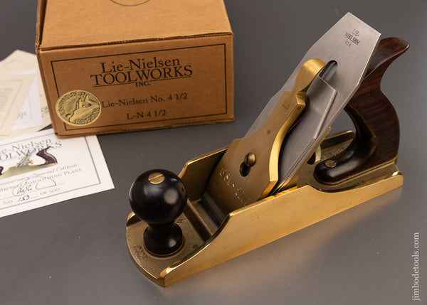 LIE NIELSEN 25th Anniversary Limited Edition No. 4 1/2 Plane with Rosewood Handles & 50° Frog Mint in Box - 112792